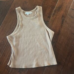 Good American Camel Ribbed Top Size 2